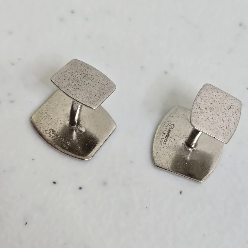 Simmons Cufflinks Sterling Silver Gold Tone Geometric Vintage Rectangle
